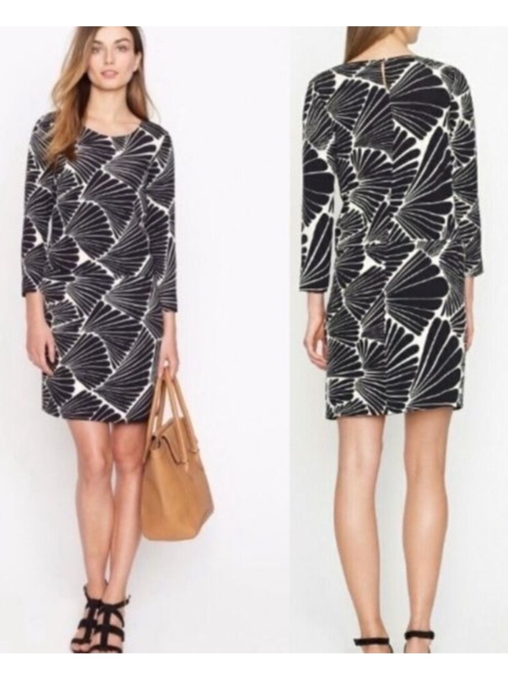 J. CREW Jules Fanfare Geometric Print 2 Front Pockets Shift Mini Dress - Sz 2